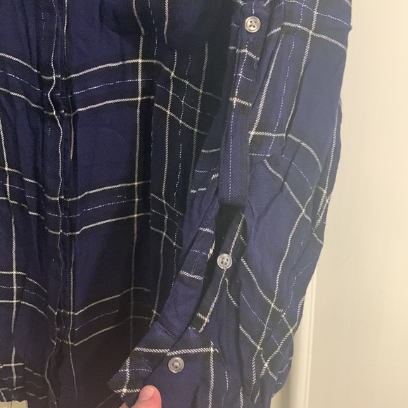 Plaid Navy Lord & Taylor Button Top - Picture 5 of 8